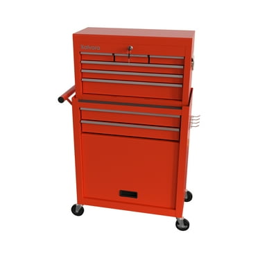 8 Drawers Tool Chest with Wheels, Tool Storage Cabinet with Detachable Top Toolbox, Rolling Tool Chest with Black Liner for Warehouse, Workshop