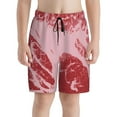 thumbnail image 2 of Cauagu Striped Meat Print Swim Trunks for Men,Youth Boys Swim Shorts Compression Liner Beach Shorts Boys' Swimming Shorts 7-20 Years Bathing Suit-Small, 2 of 7