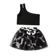 thumbnail image 1 of Gibobby faldas aesthetic Niños pequeños, bebés, niñas, sin mangas, chaleco acanalado, Tops, falda de tul con estampado de , conjunto de ropa(Negro， 5-6 Años), 1 of 5