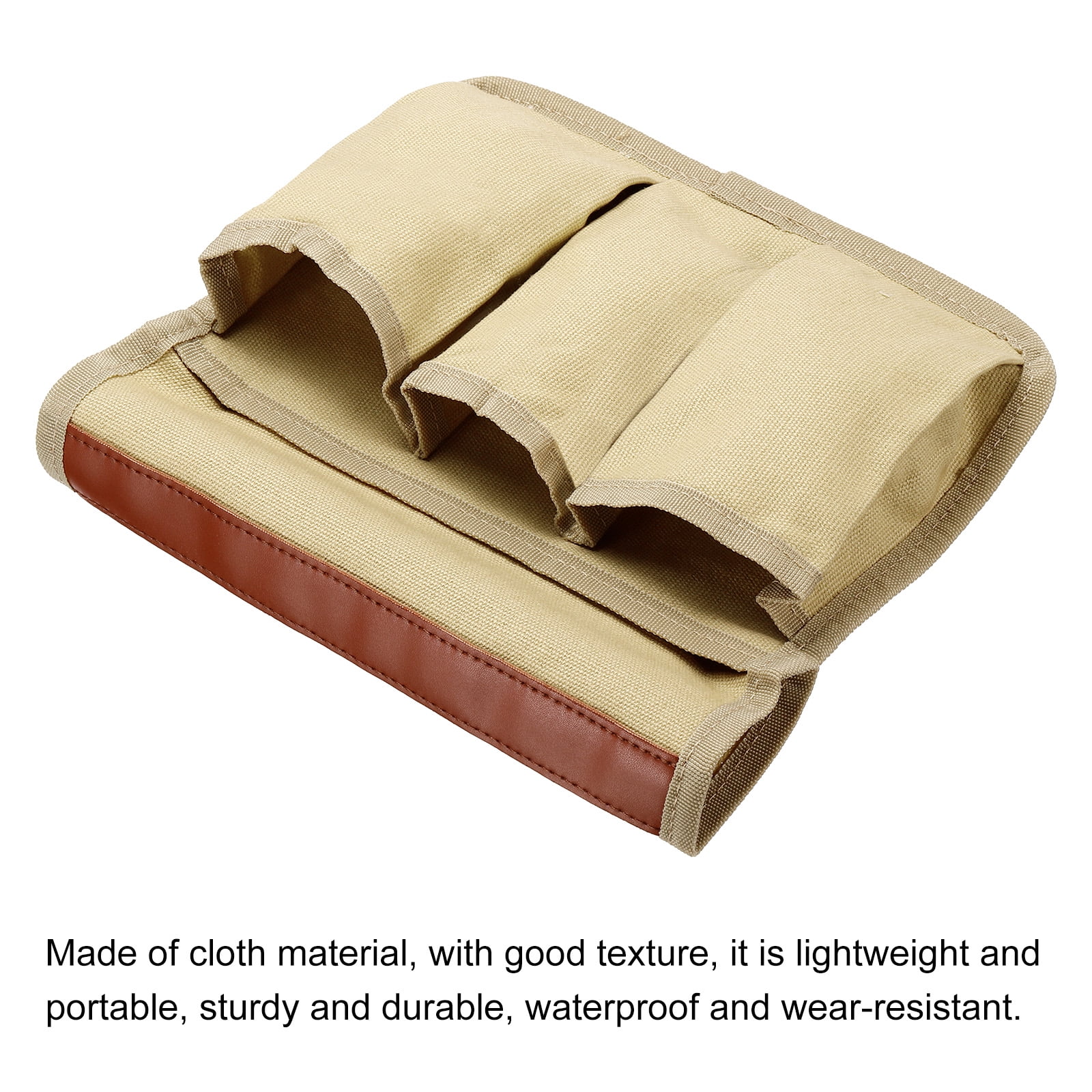 Unique Bargains Chair Armrest Organizer Outdoor Folding Chair Arm Rest Side Magazines Bag Beige