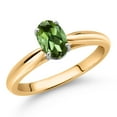 thumbnail image 2 of Gem Stone King 10K Yellow Gold Green Tourmaline Solitaire Engagement Ring for Women (0.70 Cttw, Oval 7X5MM, Gemstone October Birthstone, Size 6), 2 of 4