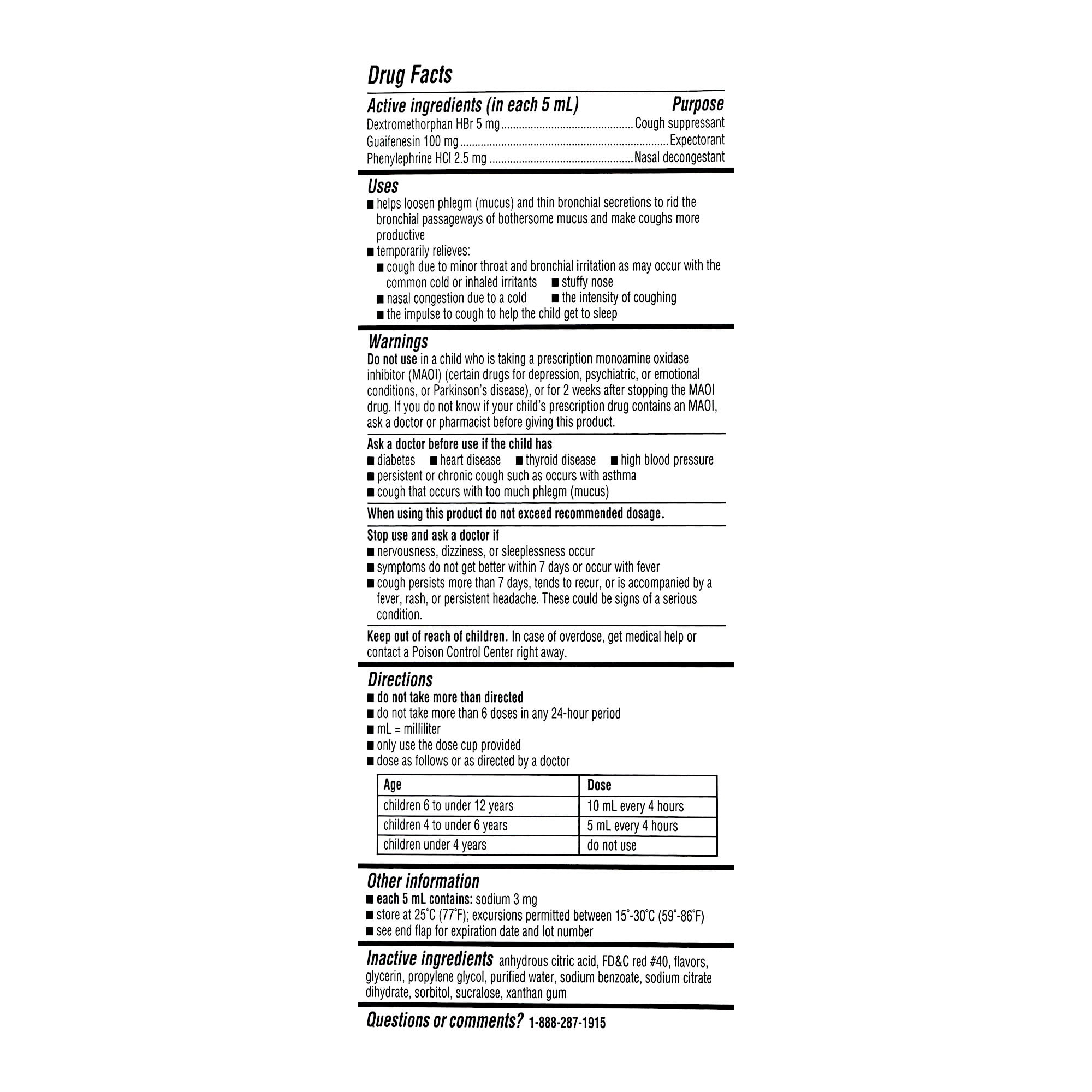 Equate Children's Multi-Symptom Cold Oral Solution, Berry Flavor, 6.8 fl oz