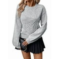 thumbnail image 3 of Women'S 3D Floral Appliques Crewneck Sweaters Long Sleeve Drop Shoulder Pullovers Elegant Knit Tops Grey M, 3 of 10