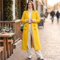thumbnail image 7 of Rexolia Women's Wool Blend Coat Long Sleeve Notch Lapel Long Trench Fall Winter Office Yellow Women, 7 of 7