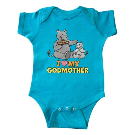 

Inktastic I Love My Godmother Hippos Gift Baby Boy or Baby Girl Bodysuit