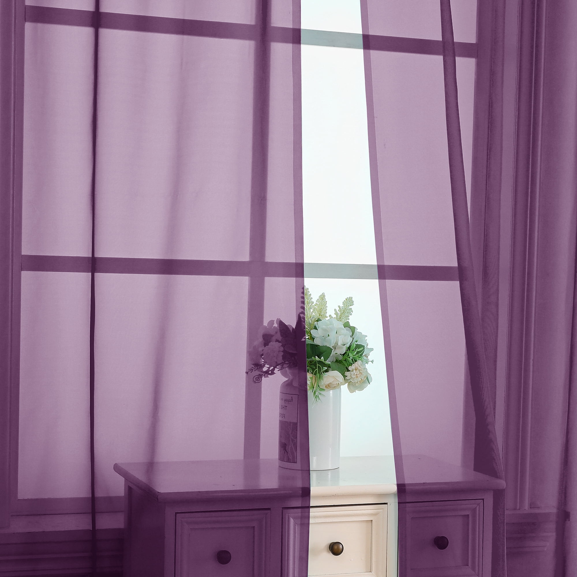 OVZME Window Sheer Curtains 84 inch Lengh 2 Panels for Living Room Privacy Semi Sheer Window Drapes (图3)