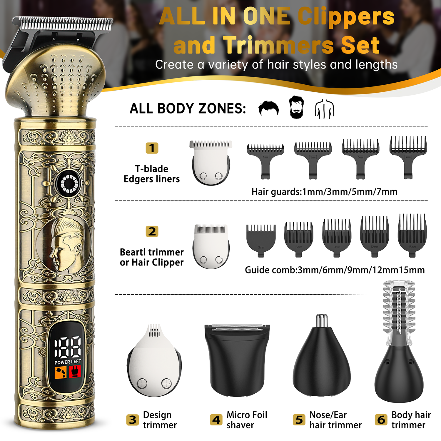 Cshidworld 6-in-1 Beard Trimmer and Hair Clipper Kit photo 5