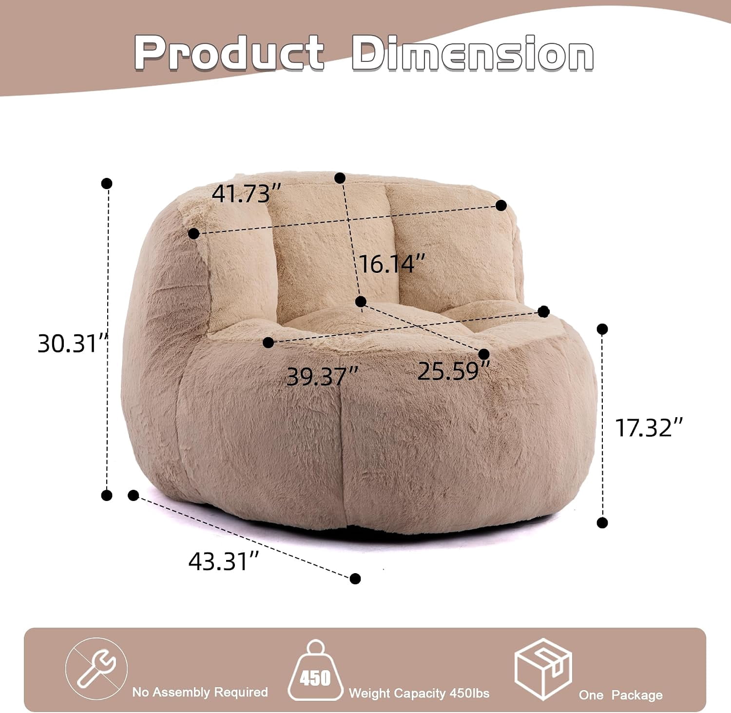Large Plush Bean Bag Chair, High‑Density Memory Foam Bean Bag Sofa with Non‑Slip Bottom for Adults Kids Teens