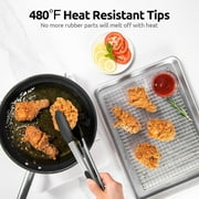 480°F Heat Resistant Kitchen Tongs: U-Taste 12in Silicone Cooking Tong with Firm Sealed Non Stick Rubber Tips & Silicon Coated 18/8 Stainless Steel Handle & Smooth Lock for Serving Grill(Black)
