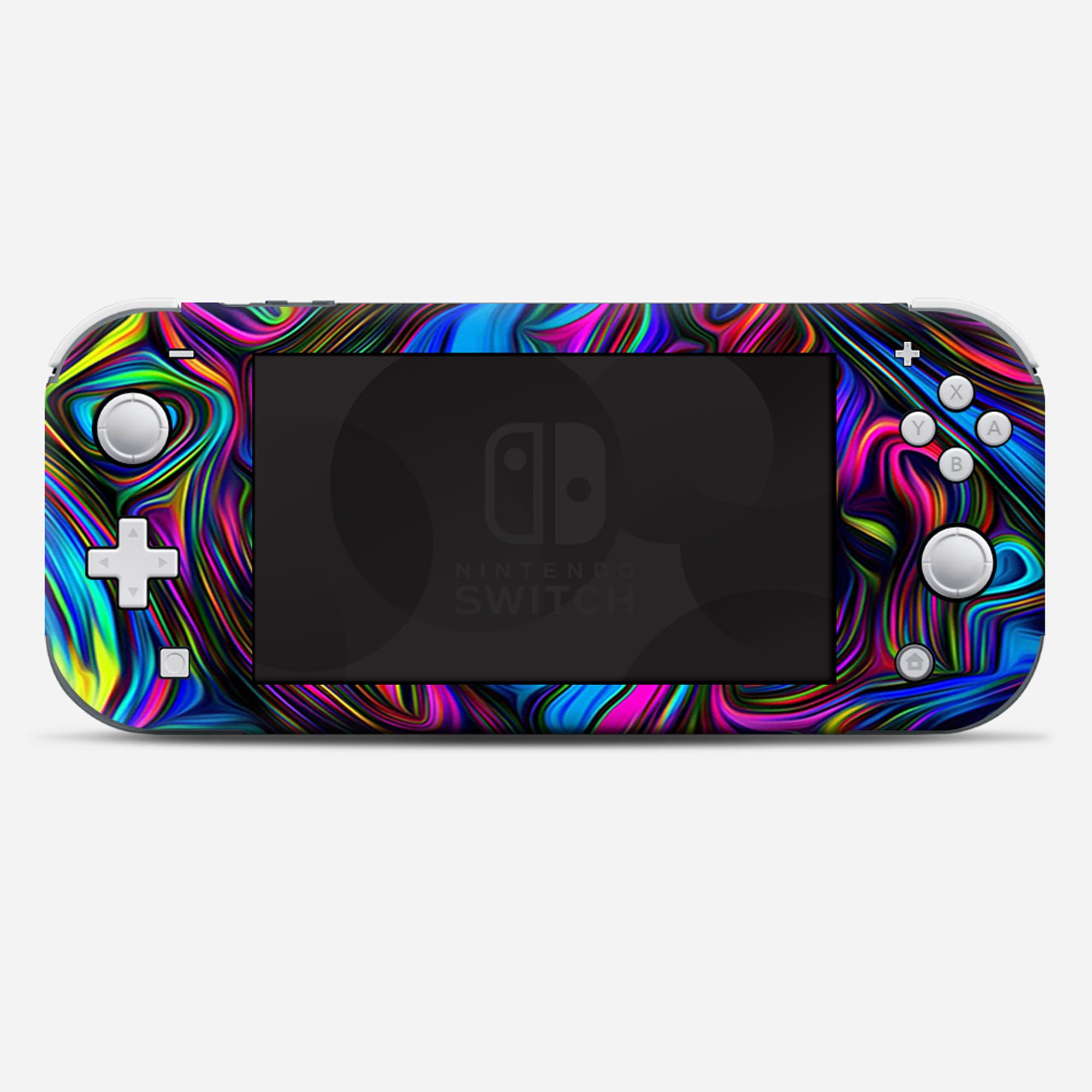 Nintendo Switch Lite Skins Decals Vinyl Wrap  - decal stickers skins cover -Neon Color Swirl Glass - image 2 of 4