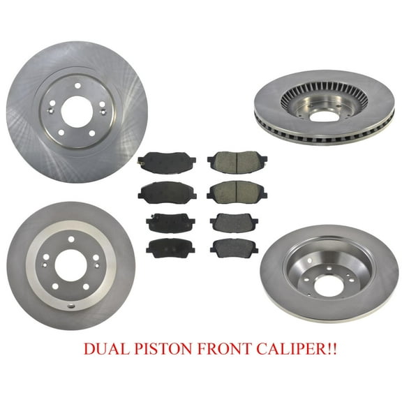 Disc Brake Rotors Pads For 17-19 Hyundai Santa Fe XL W Dual Piston Front Caliper