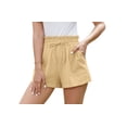 thumbnail image 3 of Asklazy Women’s Linen Shorts with Elastic Waist and Drawstring, Casual Summer Beach Shorts with Pockets,,Mother's Day ，Khaki,2XL, 3 of 7