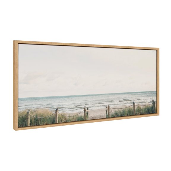 Kate and Laurel Sylvie Pale Sky Framed Canvas Wall Art by Emiko and Mark Franzen of F2Images, 18x40 Natural, Simple Skyline Landscape Nature Art for Wall
