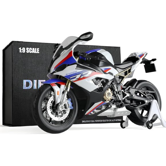 Nuotie Modèle de Moto 1:9 pour BMW S1000RR, Modèle de Moto en Métal Moulé sous Pression, Aucun Assemblage Requis, Mini Moto Finie, Cadeau pour Adulte (Blanc)