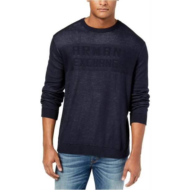 Armani Mens Two Tone Logo Textured Pullover Sweater Azul X Large Giorgio Armani Pull over Bodega Aurrera en linea