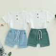 thumbnail image 2 of Gupgi 2 Pcs T-Shirts à Manches Courtes Unis pour Bébés Garçons + Shorts avec Poches, 2 of 9