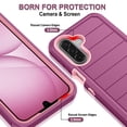 thumbnail image 3 of Petocase For Samsung Galaxy A17 Case/Galaxy A26 Case,Striped Shockproof Dust/Drop Proof 3-Layer Protective Heavy Duty Durable Rugged Hybrid Hard Case for Galaxy A17/A26 5G,Striped-Purple Pink, 3 of 7