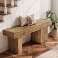 thumbnail image 3 of Solid Wood , 47” Farmhouse Entryway  with Thickened Seat & Artistic Legs, Heavy Duty Indoor  for Bedroom, Hallway, Living Room, Indoor, Porch, Natural, 3 of 8