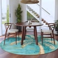 thumbnail image 4 of Green Tree Coastal Beach Round Area Rug 5 FT, Non Slip Bedroom Rugs, Vintage Tropical Plant Washable Soft Circular Carpet Non-Shedding Floor Mat for Kitchen Dining Room Foyer Balcony Dorm, 4 of 8