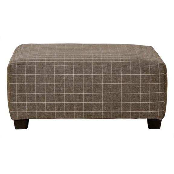 Bowery Hill 41" Square Cocktail Ottoman in Gray Box Pattern Fabric