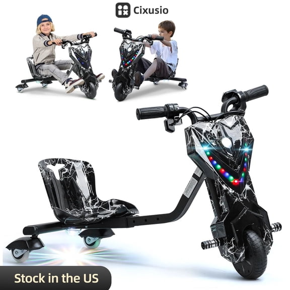 Cixusio Drifting Trike 9mph Ride-On Tricycles 12V Electric Powered Tricycle for Ages 8 and up Black