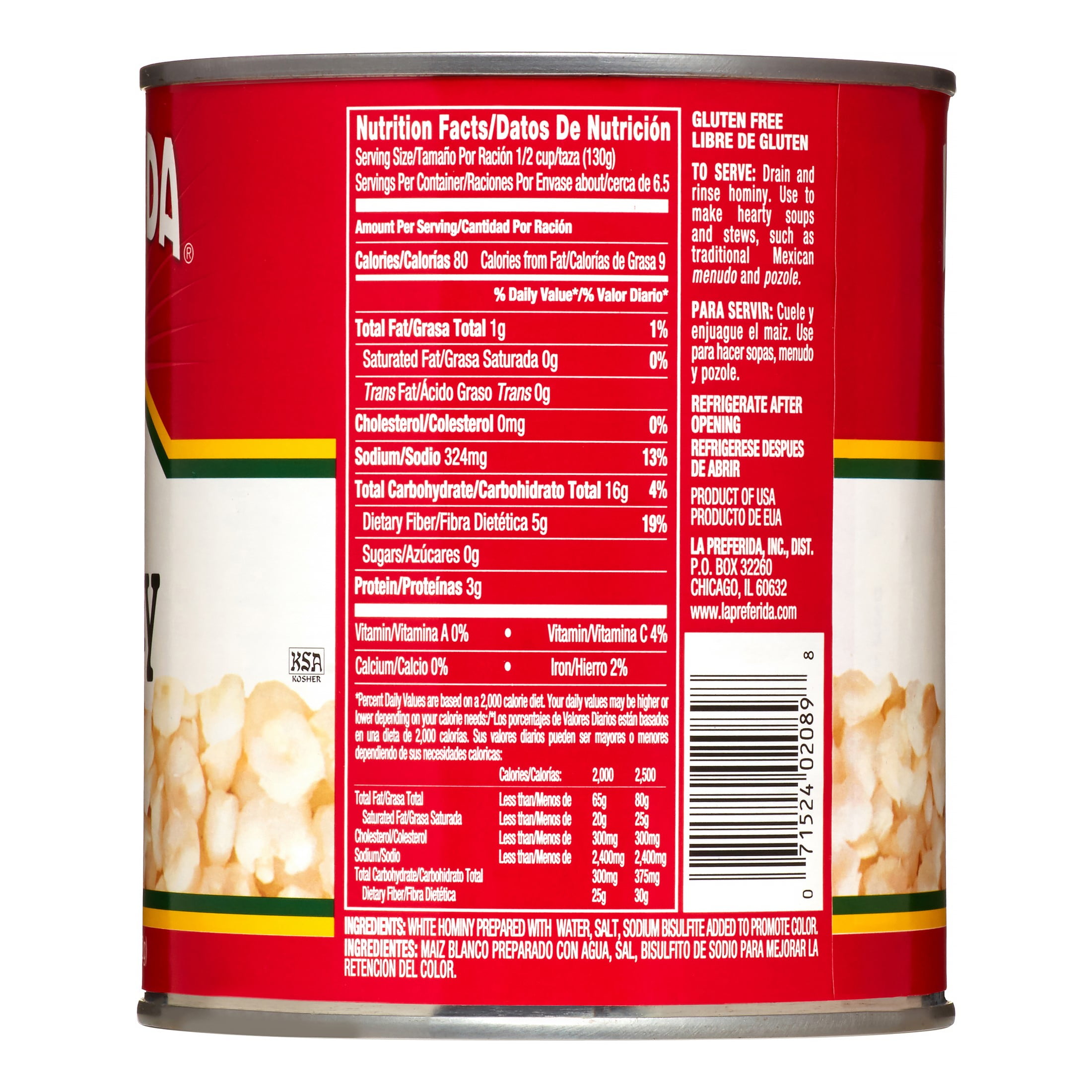 La Preferida White Hominy 29 Oz Walmart Com Walmart Com