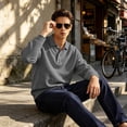 thumbnail image 5 of LWavelet Polo Shirts for Men Long Sleeve Lapel Collar Casual Golf Shirts Spring Fall Fashion Regular Sweatshirts, 5 of 6