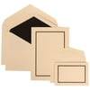 JAM Paper Wedding Invitation Combo Set, 1 Large & 1 Small, Black and Ivory Border Set, Ivory Card with Black Lined Envelope,100/pack