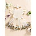 thumbnail image 4 of Newborn Baby Girl Lace Romper Dress 0 3 6 12 18 Months Short Sleeve Floral Ruffle Mesh Tutu Dress Cute Jumpsuits with Headband, 4 of 8
