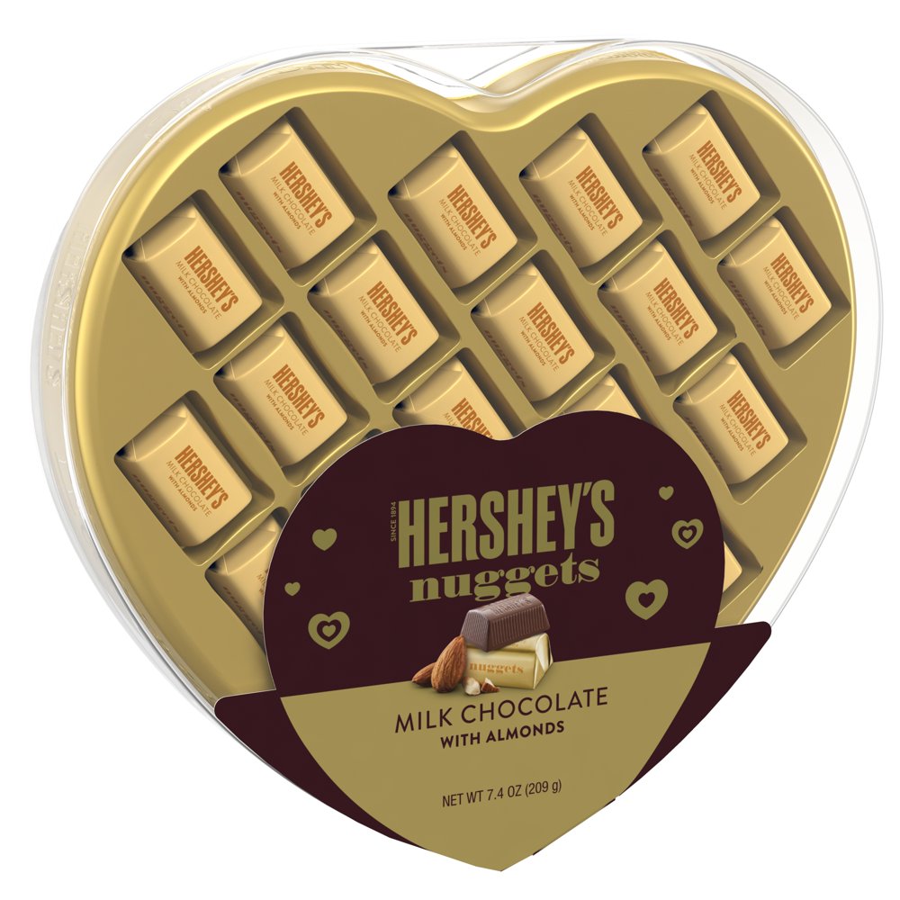 Hershey's Nuggets, Valentine's Milk Chocolate with Almonds Heart Box, 7