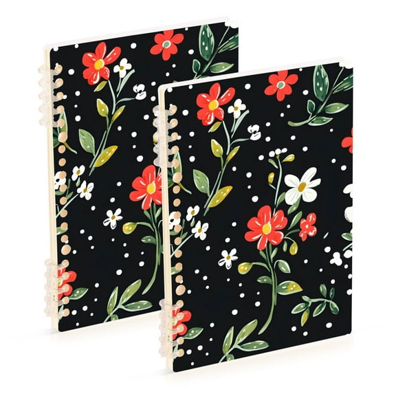 joogoo Spiral Journal Notebook Cute Flowers College Ruled Notebooks 8.3" x 5.7" 2 PCs