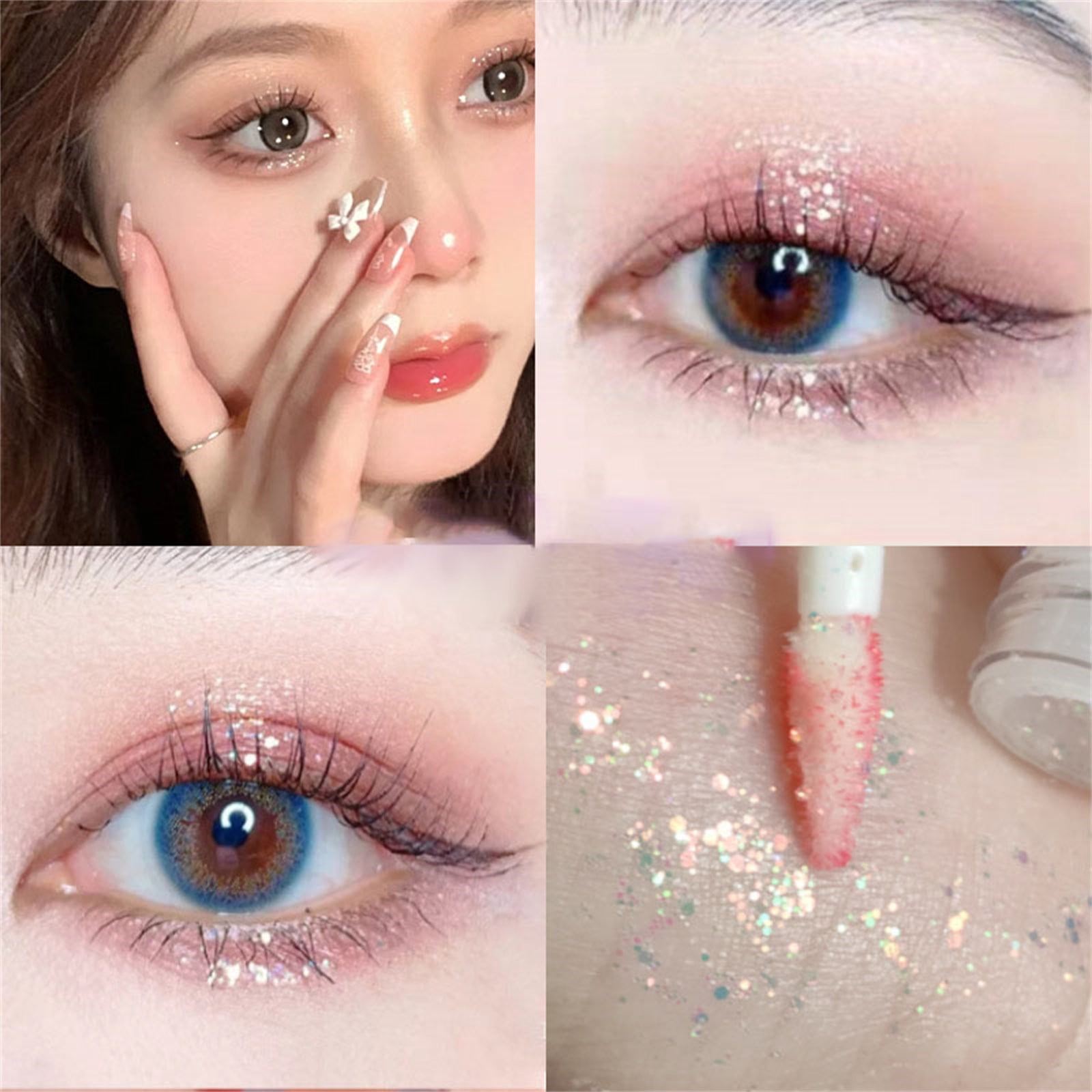 Eyeshadow Liquid Glitter Silver Metallic Shimmer Waterproof Quick