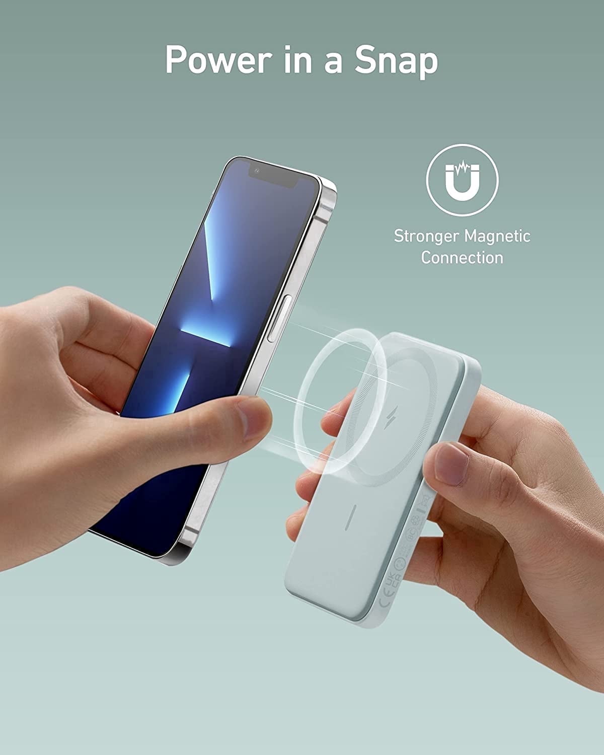 Anker 621 Magnetic Portable Charger (MagGo), 5,000mAh Wireless Power Bank with USB-C Cable, Magsafe-Compatible Battery Pack for iPhone 16/15/14/13/12 Series