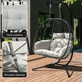 thumbnail image 4 of FKSLIFE Double Egg Chair with Stand Hammock Chair Cushion Outdoor Patio Wicker Loveseat Hanging Egg Chairs for 2 Persons, 4 of 7