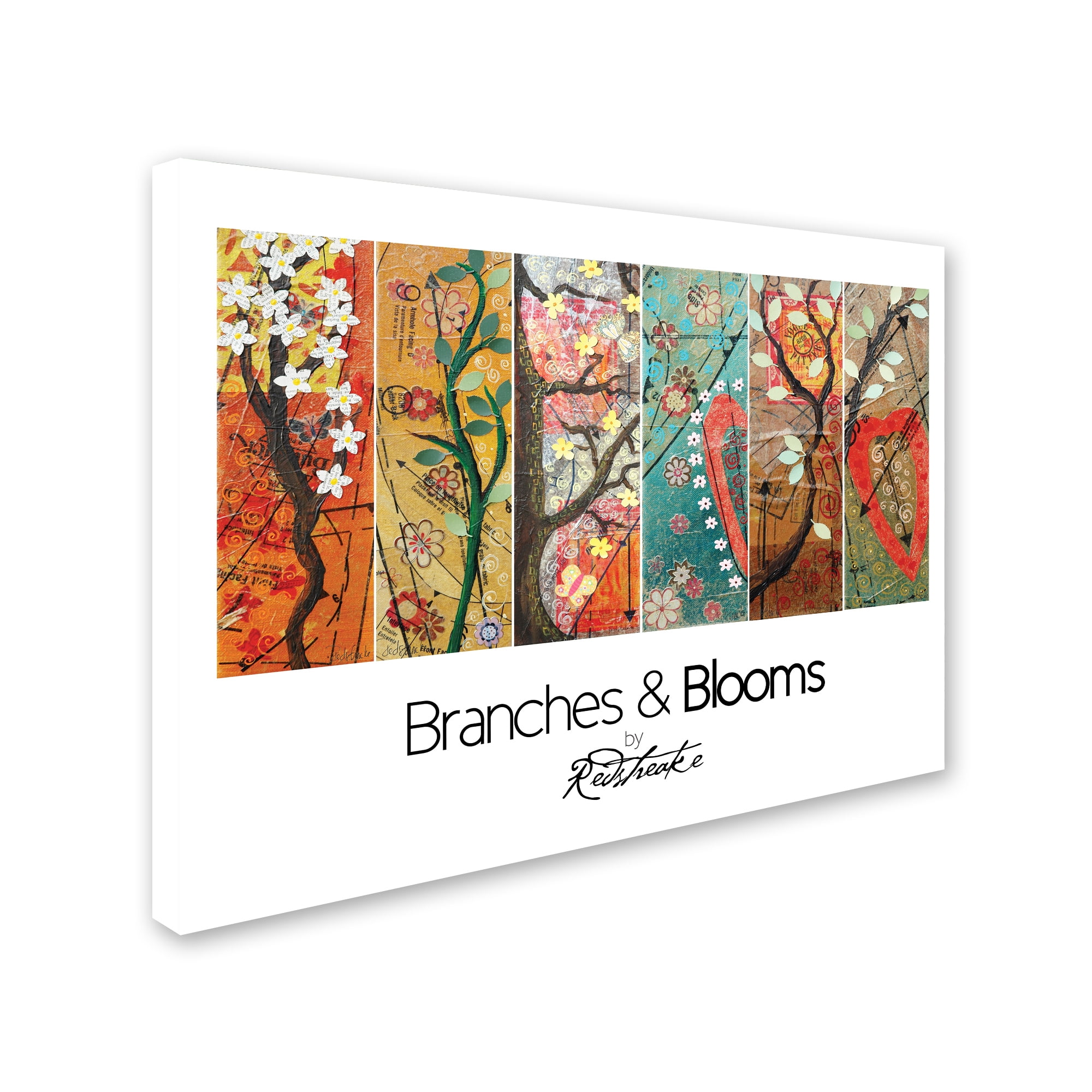 Trademark Fine Art "Pattern Collage Branches and Blooms" Canvas Art by Jennifer Redstreake