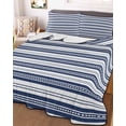 thumbnail image 3 of Quilts Twin XL Size, Navy Blue Striped Soft Comforter Bedding Set for Bed, Farmhouse Striped Geometric Art Lightweight Quilted Bedspread with Pillow Cover(2 Pieces) for All Season, 68x98 Inch, 3 of 6