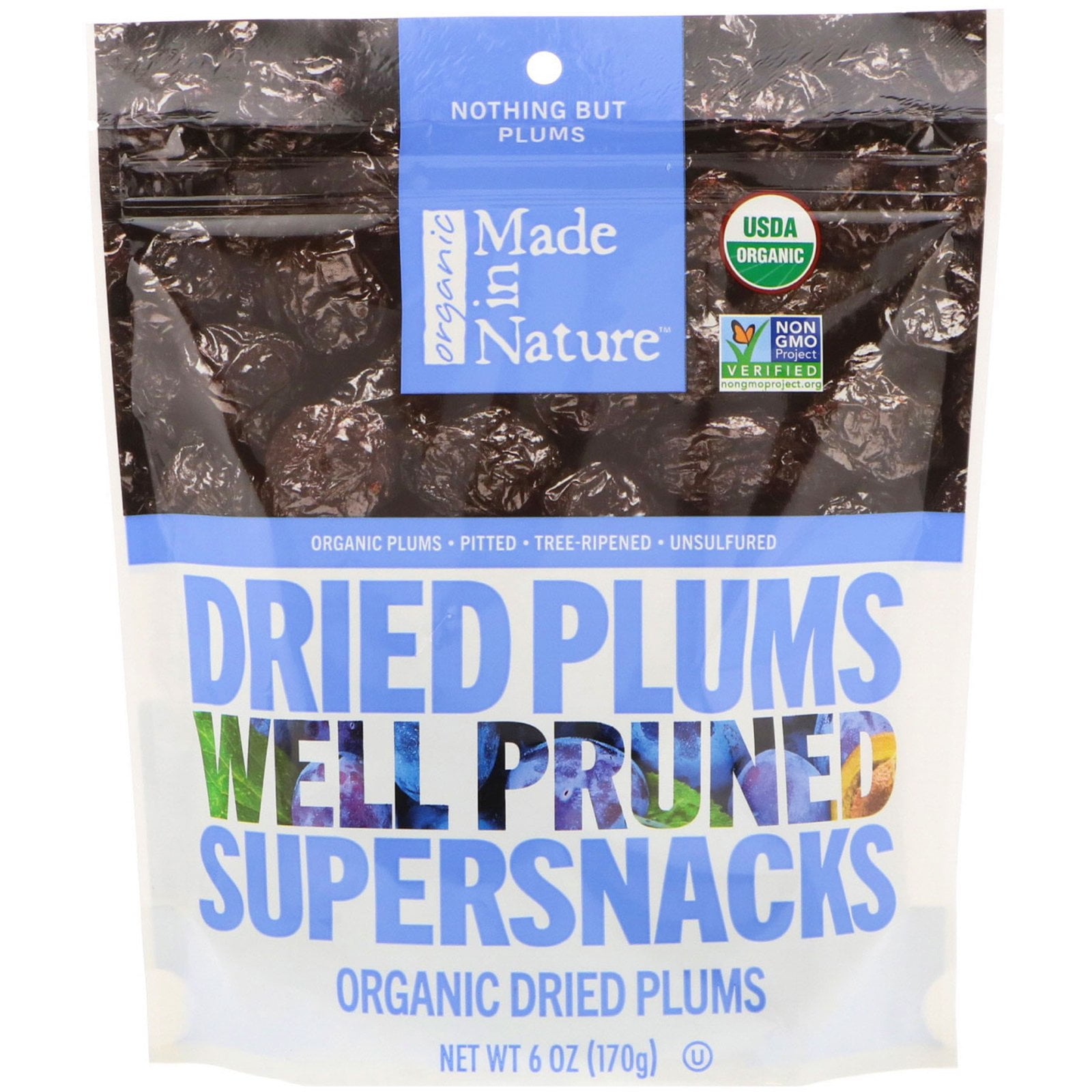 Made in Nature, Organic Dried Plums, Well Pruned Supersnacks, 6 oz (170
