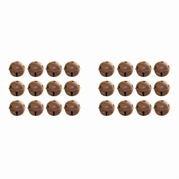 24 PCS 40mm Rusty Metal Star Cutout Jingle Bells for Christmas Holiday Craft Indoor Outdoor Home Decorations