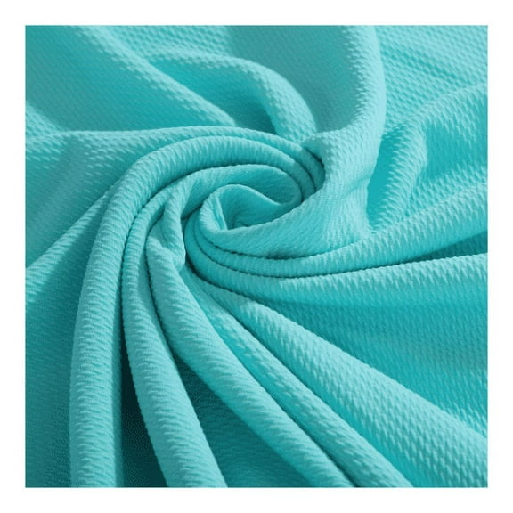 Aqua Liverpool Bullet Textured Fabric by the yard 4 Way Stretch Solid - Strip Half Yard Thick Knit Jersey Liverpool Fabric for Bows