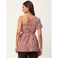 thumbnail image 3 of Moomaya Women's Printed One Shoulder Casual Top, Regular Fit Peplum Short Top, 3 of 8