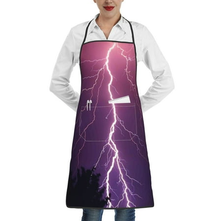 

Sikiie Thunderstorm Violet Purple Aprons for Kitchen Cooking Aprons Chef Apron for Men Women Chef