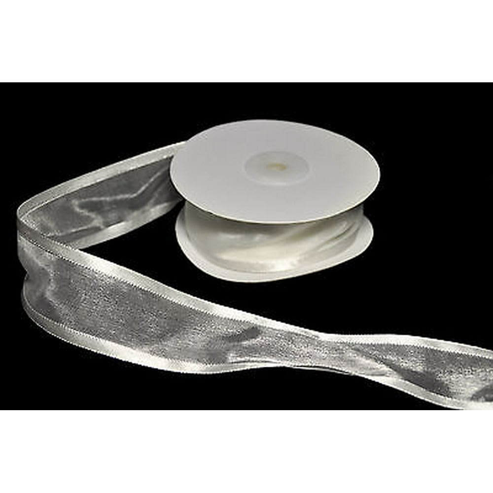 White 7/8" OffWhite 1.5" Organza Sheer Polyester Ribbon Satin Edge 25