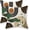 Mid Century-brown, variant on Boho Pillow Covers 18x18 Set of 2 Green Gold Orange Throw Pillows Tropical Leaves Sunset Decor Modern Mid Century Pillowcase Outdoor Decorations Bohemian Linen Cushion Case for Couch Sofa Bed