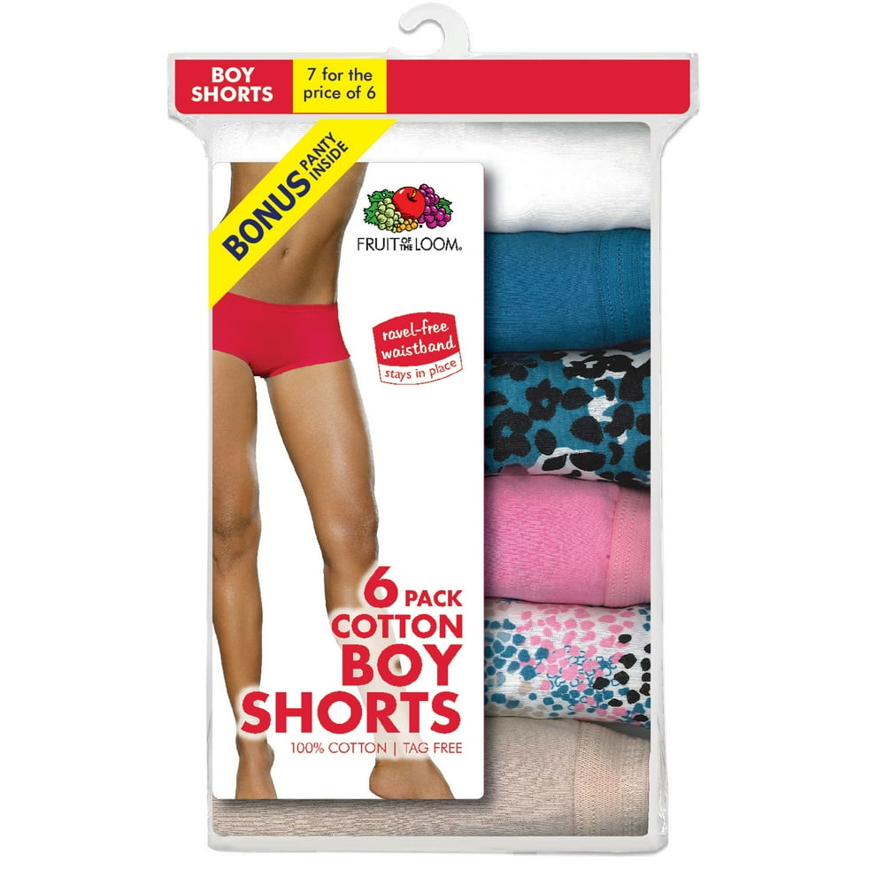 Fruit of the Loom Ladies' Assorted Color Cotton Boy Shorts, 6+1 Bonus