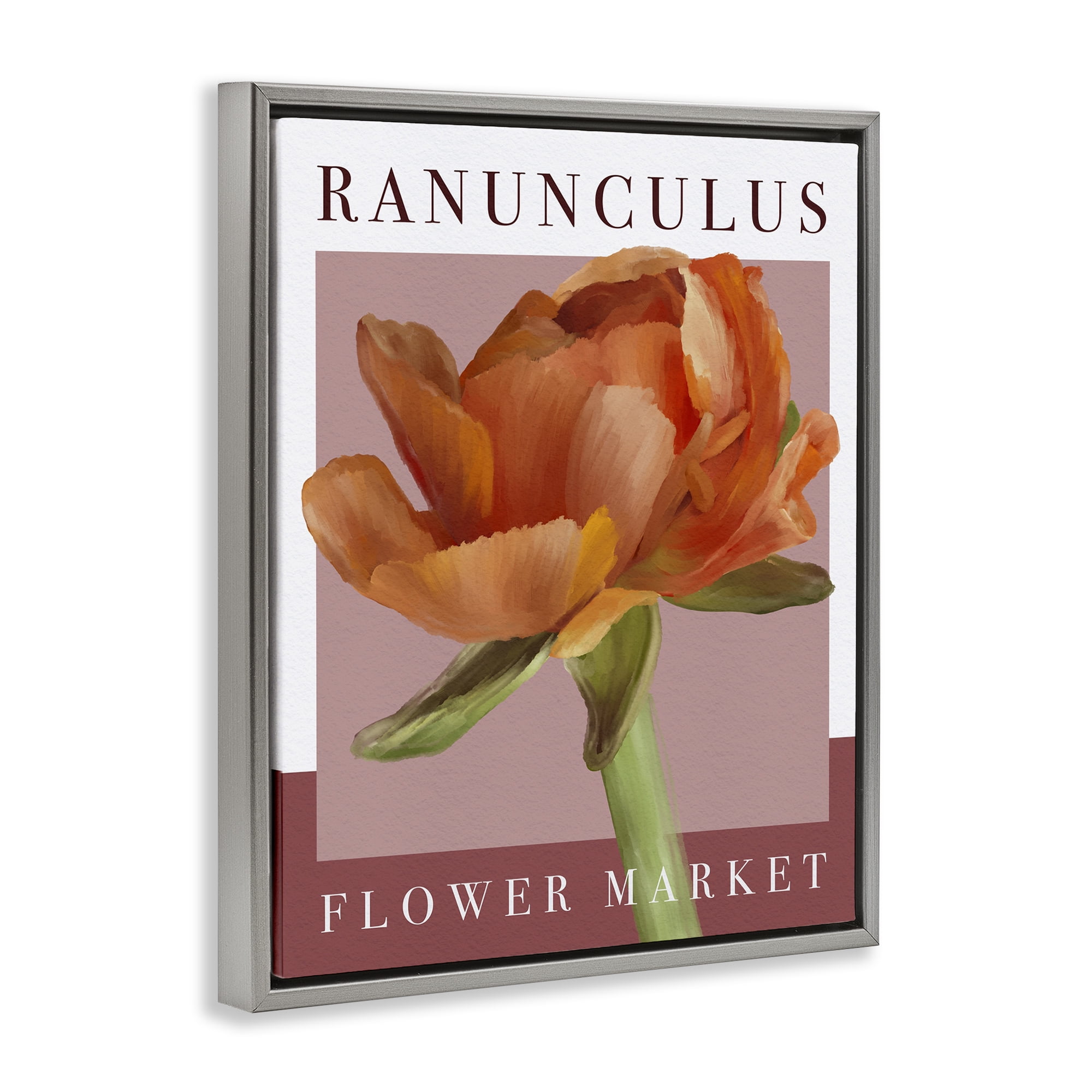 Stupell Industries Ranunculus Flower Market Gray Framed Floater Canvas Wall Art, design by Jennifer Stith