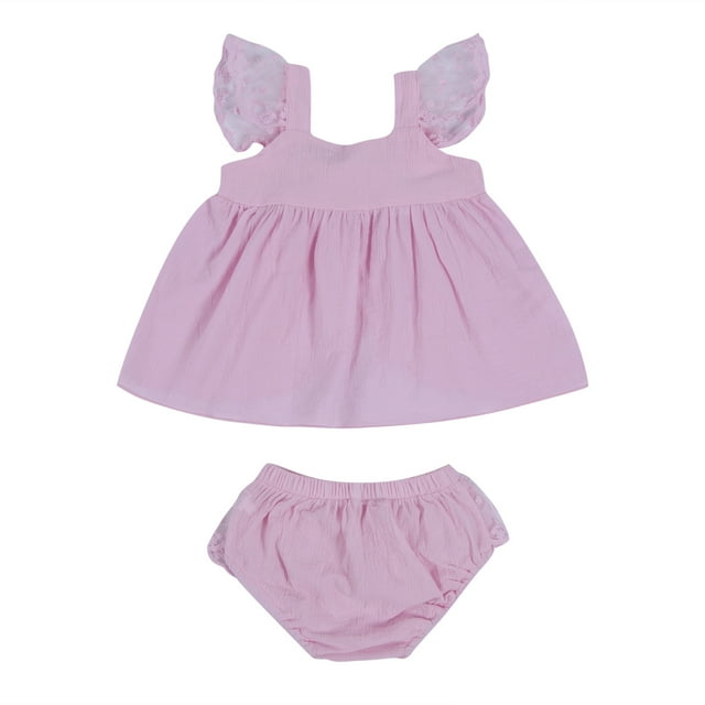 ITFABS Baby Girl Lace Ruffled Fly Sleeve Vest Tops+Cute Shorts Bloomer