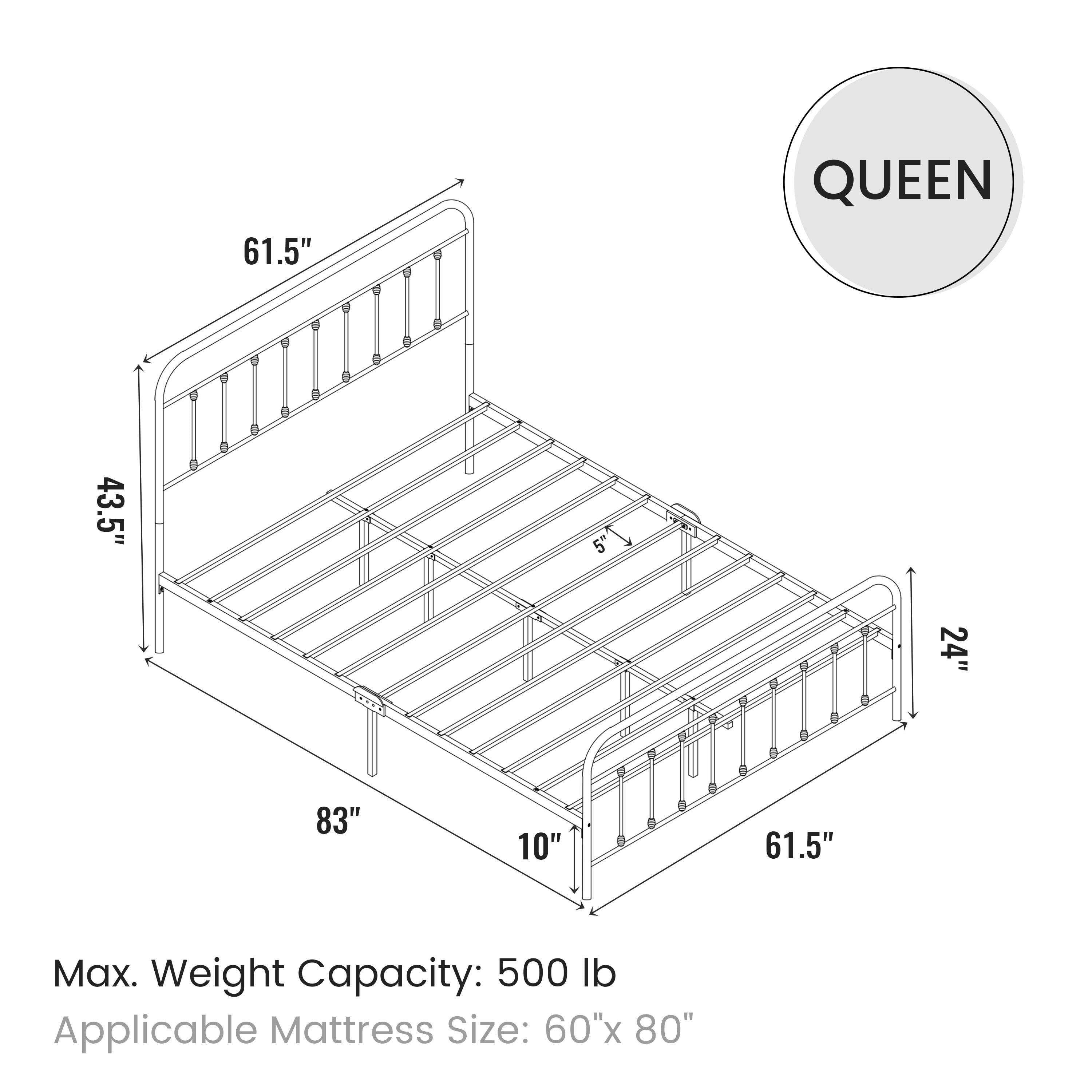 Heavy Duty Metal  Queen Bed Frame White, Noise-Free Platform Bed Frame, No Box Spring Needed, Easy Assembly with Underbed Storage