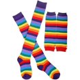 thumbnail image 1 of Leg Warmers Gloves for Women, Rainbow Strips Arm Warmer Leg Stocking Colorful Thigh High Socks Fingerless Gloves Sleeve Set, 1 of 4