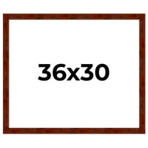36x30 Walnut Brown Veneer Real Wood Picture Frame Width 1.75 inches | Interior Frame Depth 0.5