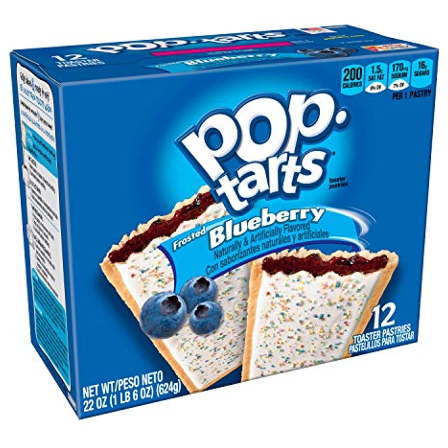Pop-Tarts Breakfast Toaster Pastries, Frosted Blueberry Flavored, 22 Oz (12 Count)